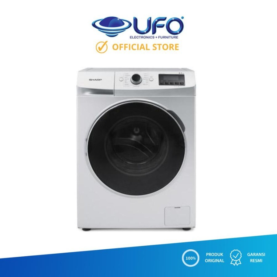 SHARP Mesin Cuci Front Loading 7 KG - ESFL1073W // ES-FL1073W SILVER ES FL1073
