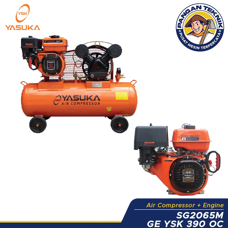 Promo Mesin Usaha Kompresor Yasuka Set Penggerak Bensin 1 Hp 90 L