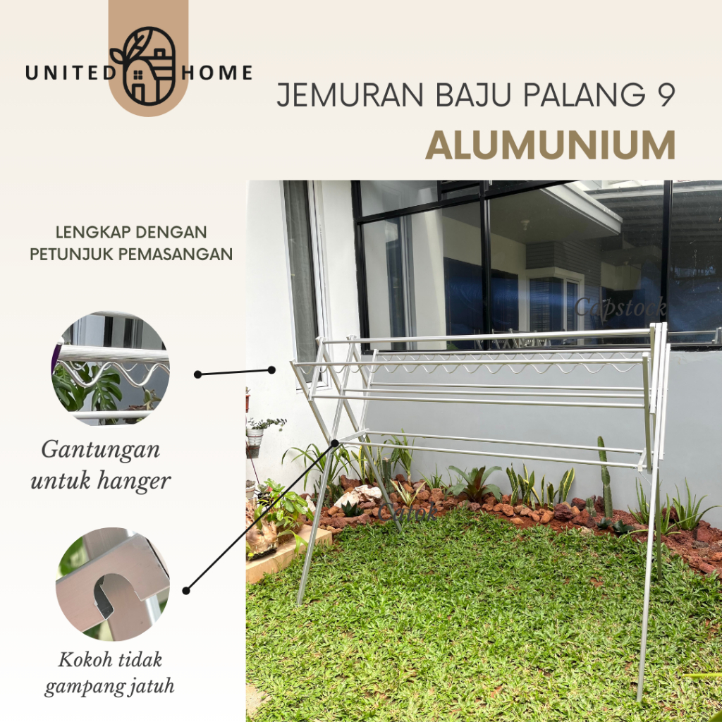 Jemuran Baju Palang 9 Aluminium - Drying Rack
