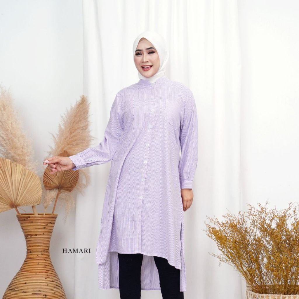Hamari - Shafa Tunik | Tunik Motif Garis Wanita