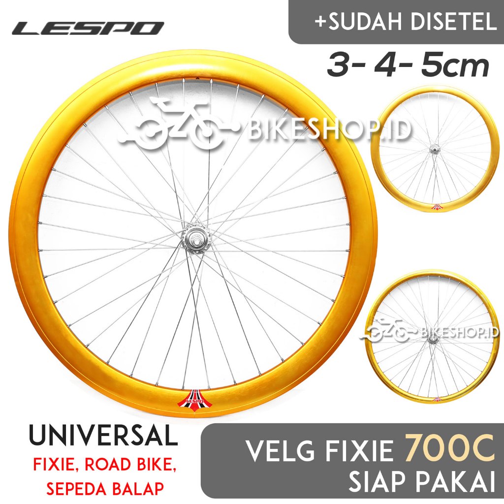 Wheelset Velg Sepeda Uk 700c 5 4 3cm Alloy Depan / Belakang Rims Roda Siap Jadi Fixie Balap Road Bik