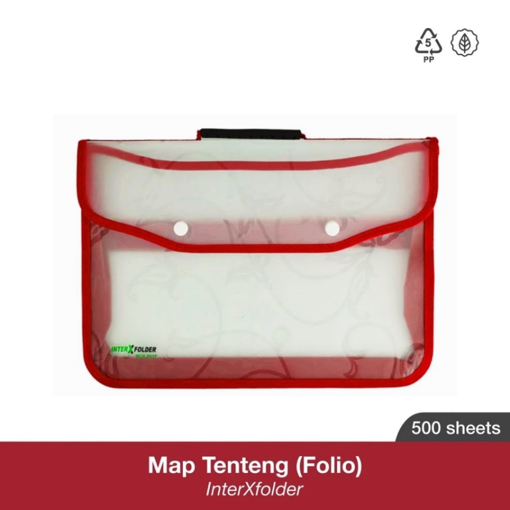 

BRIEF CASE INTER-X / TAS MAP KANCING 2 / FILE CASE KANCING INTER-X BCX201F FLORA MERAH