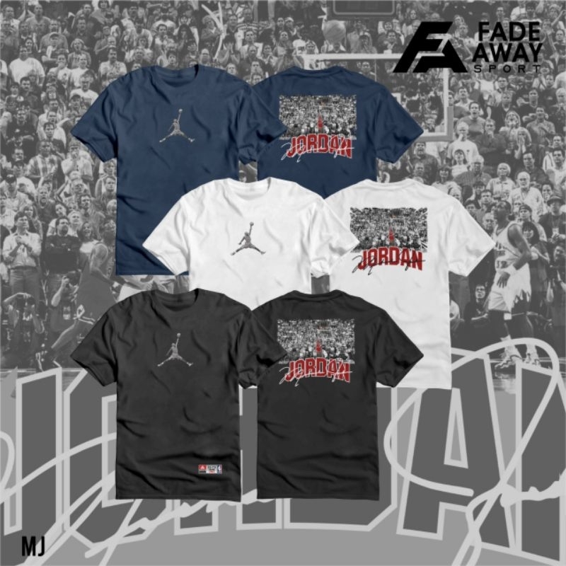 T-shirt Michael Jordan Signature Navy, Putih & Hitam.