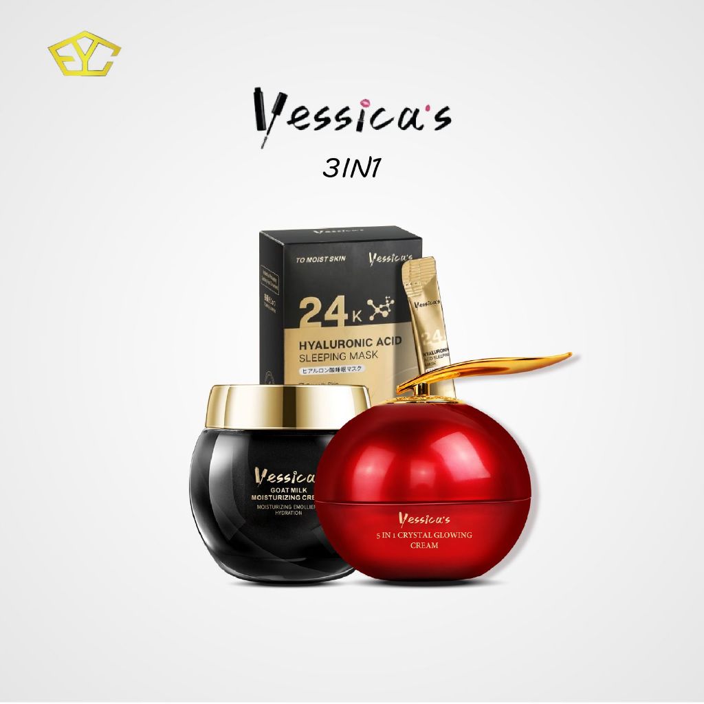 [FYC] Yessica’s 3IN1 Sleeping Mask + Goat Milk Moisturizer + 5in1 Crystal Glowing Cream