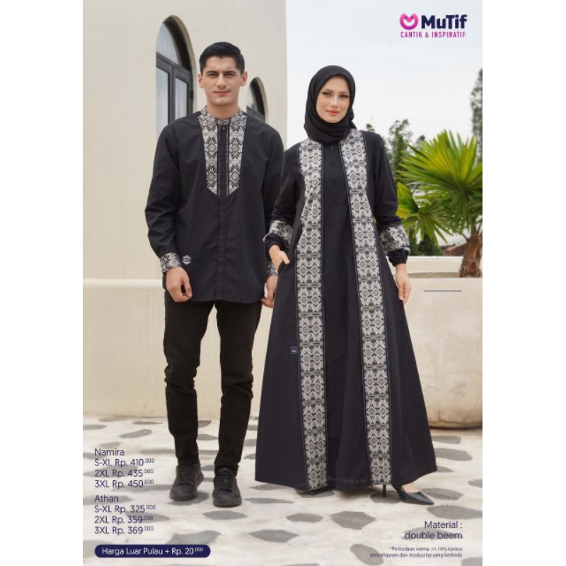 Mutif Couple Athan Namira | Couple Mutif Terbaru | Gamis Mutif | Gamis Hitam | Koko Hitam | Koko Len