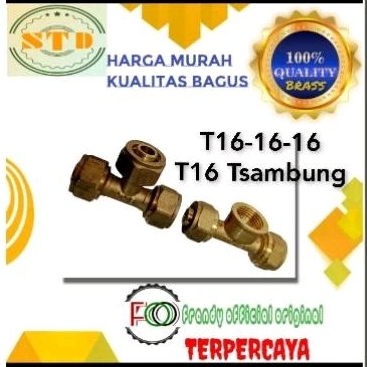 STD fitting T soket pipa pex air panas Tsambung T16x1/2