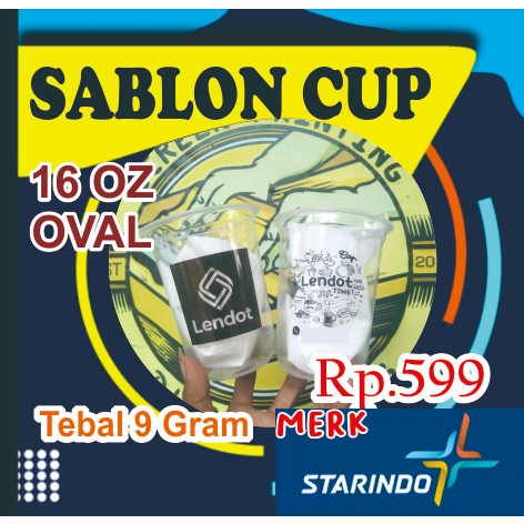GELAS CUP 16OZ OVAL SABLON TEBAL 7GRM