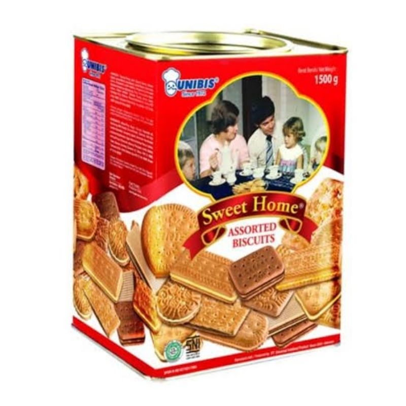 

UNIBIS BISKUIT SWEET HOME KALENG SEGI 1500 GR biskuit roti kering lebaran