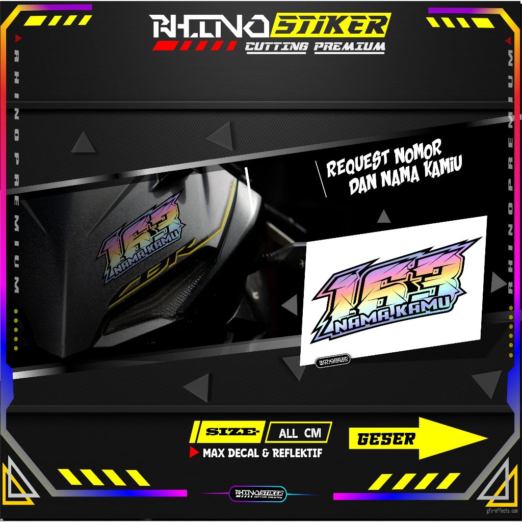 Stiker Nomor Dan Nama Stiker Cutting Motor Mobil Hlm dll