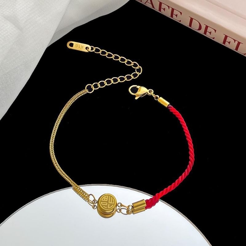 Clafel & Co - FANG Gelang Tangan Rantai Wanita Titanium Asli Lapis Emas 18K Gold Zircon Jewelry