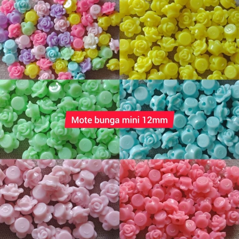 42 pcs mote bunga mawar / mote bunga mini / monte bunga / bahan kerajinan tangan / bunga akrilik / m
