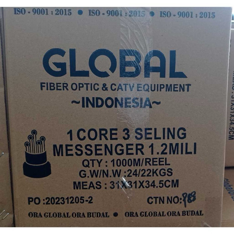 kabel FO global spesial type 1core 3kawat 1,2mili panjang 1.000m