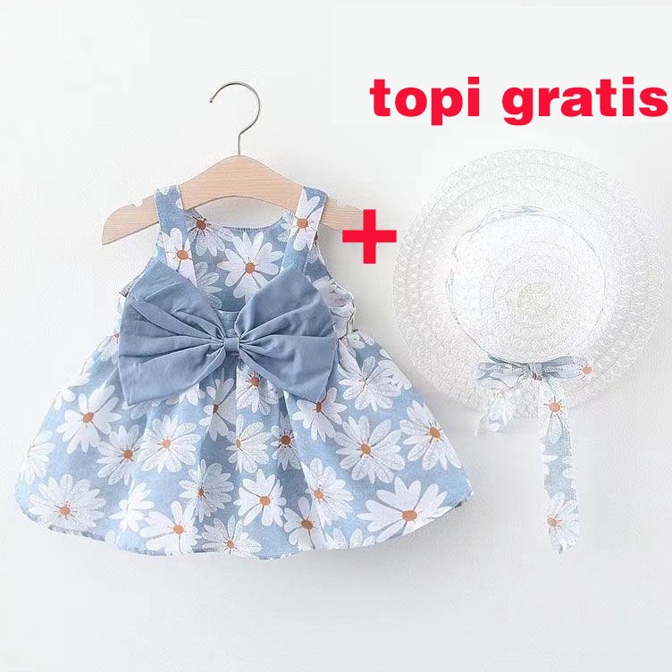 Kejar Kejutan  4 Tahun Gaun bayi  topi Set gaun hitam anak perempuan Rok lucu Lengan pendek atasan k