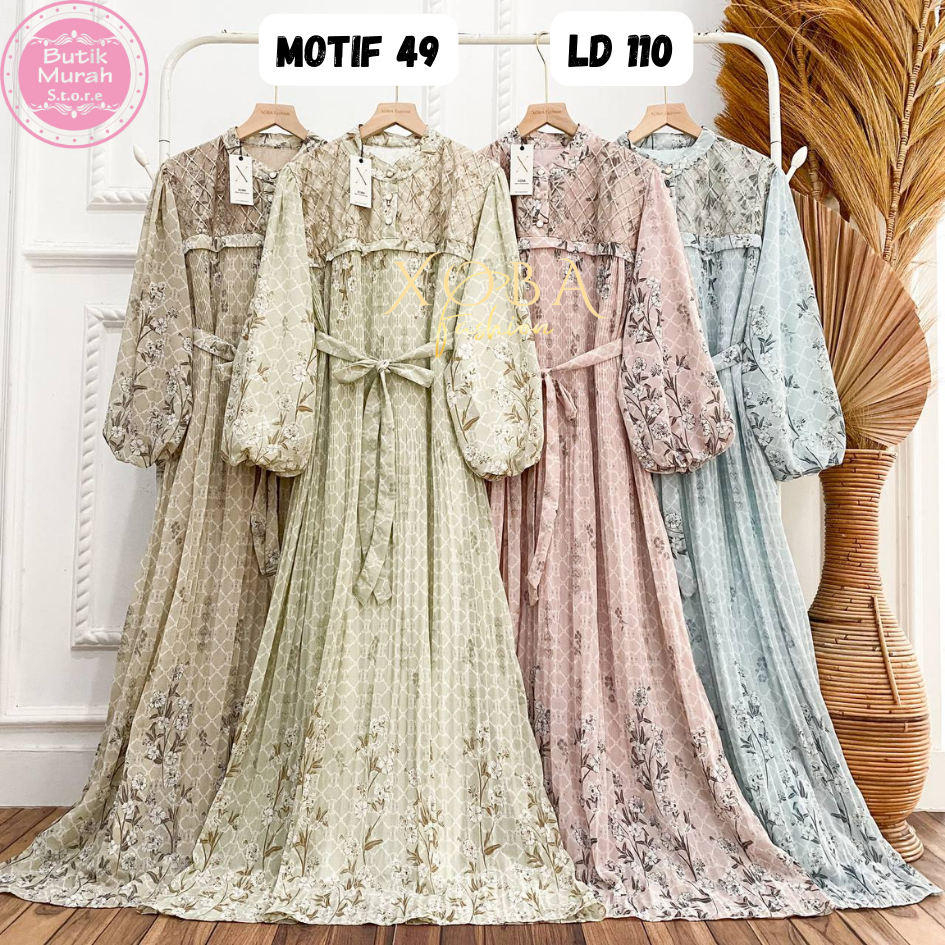 Xoba Fashion 2546 LD 110 CM Gaun Wanita Ceruti Mix Tile Motif Busana Muslim