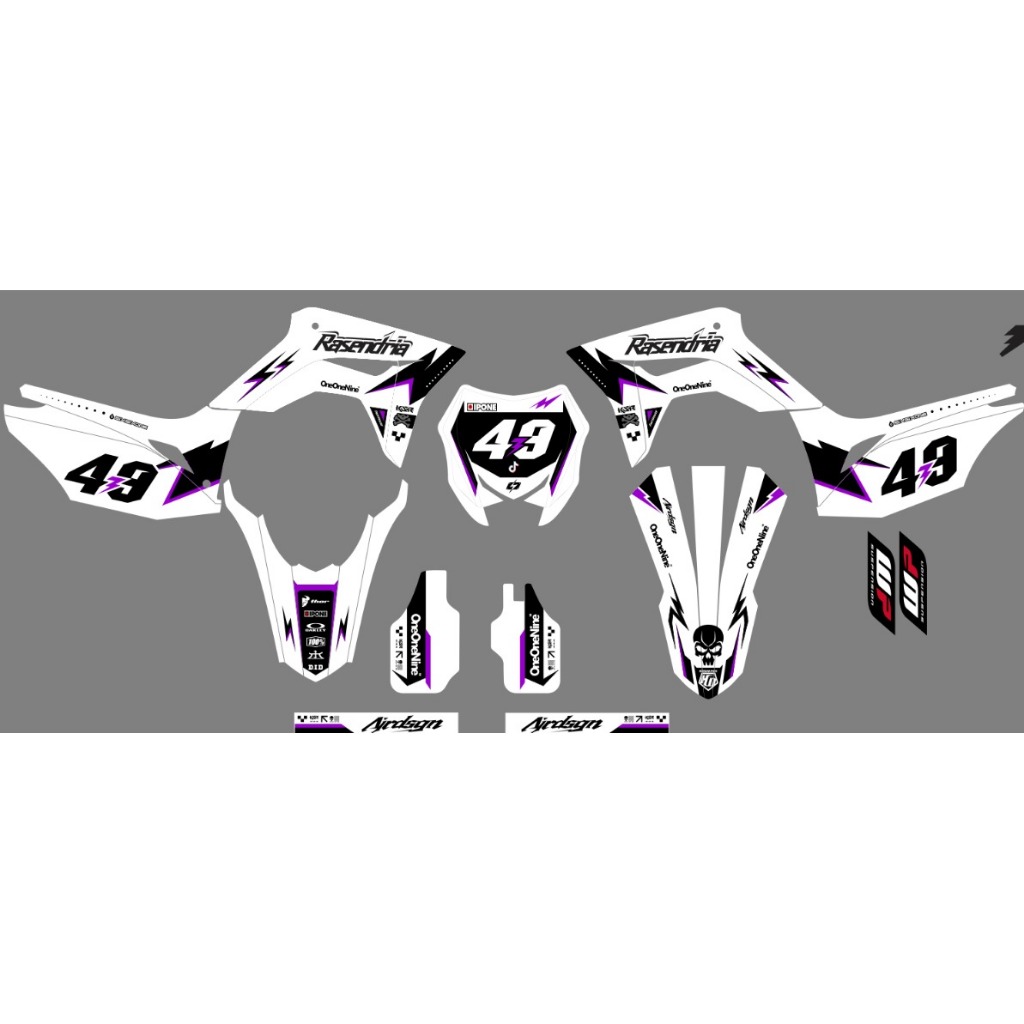 Decal stiker honda Crf 150 L custom design Putih Supermoto