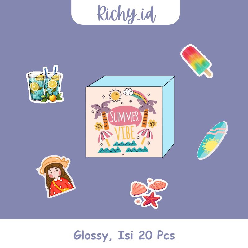 

sticker dekorasi jurnal summer time / stiker dekorasi aesthetic tema musim panas / stiker dekorasi summer time
