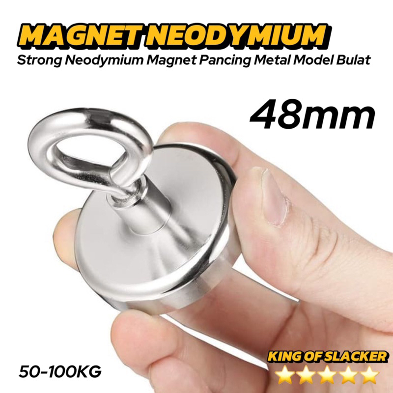 Magnet Pancing 48mm Strong Neodymium Magnet Fishing Hook Diameter 4.8cm Model Bulat 50-100kg Magnet 