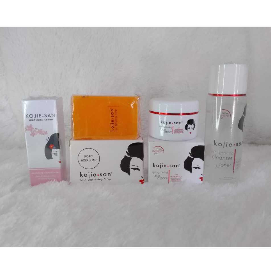 Paket Lengkap Kojisan + Serum Kojie san 4 In 1 Original / Lightening Soap 65gr / Lightening Face Cre