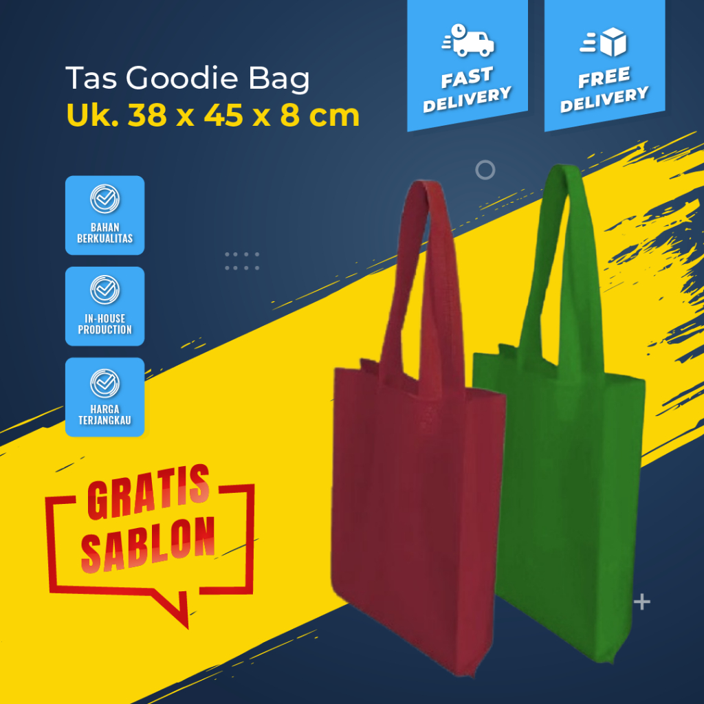 

Tas Belanja Kain Goodiebag Spunbond Ukuran 38 x 45 x 8 Cm Free Custom Sablon Terlaris By Afika Shop