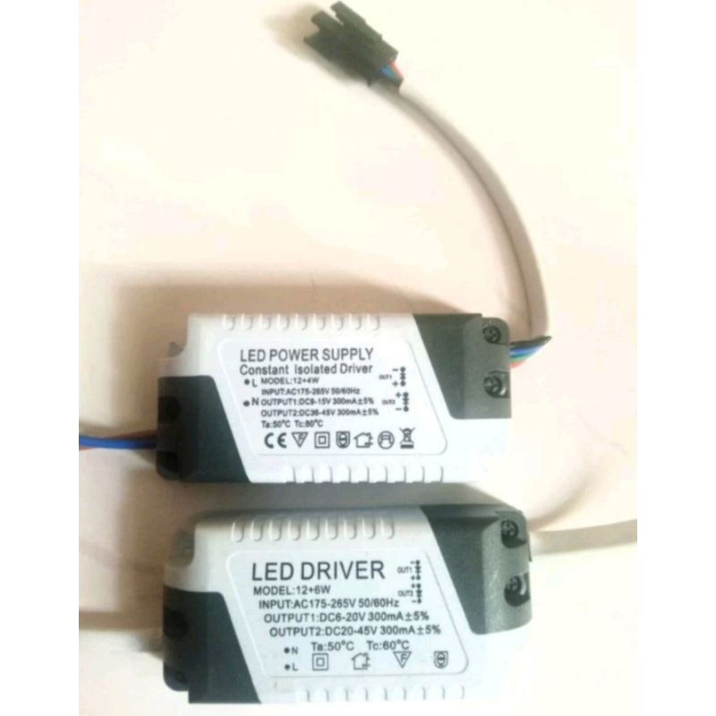 Driver lampu downlight panel 2 warna 12 + 4 watt / 12 + 6 watt power supply lampu led 2 warna