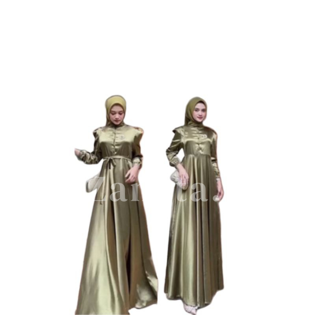 Gamis ARIENA Gaun Baju Wanita A Line Bodycon Maxi Casual Style Dres Gamis Korean Lengan Panjang/pend