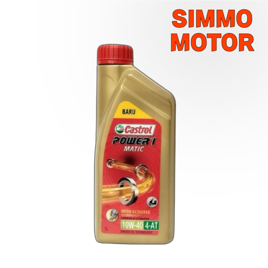 OLI CASTROL 100% ASLI, OLI MOTOR MERK CASTROL POWER 1 MATIC 1 LITER 10w-40