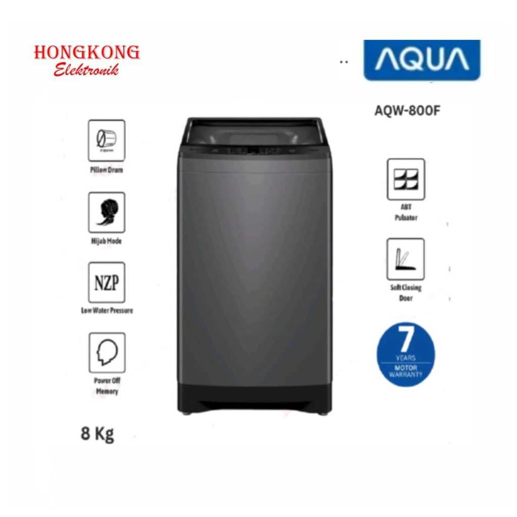 Mesin Cuci Top Loading 8 Kg AQUA AQW-800F Hitam Anti Rust