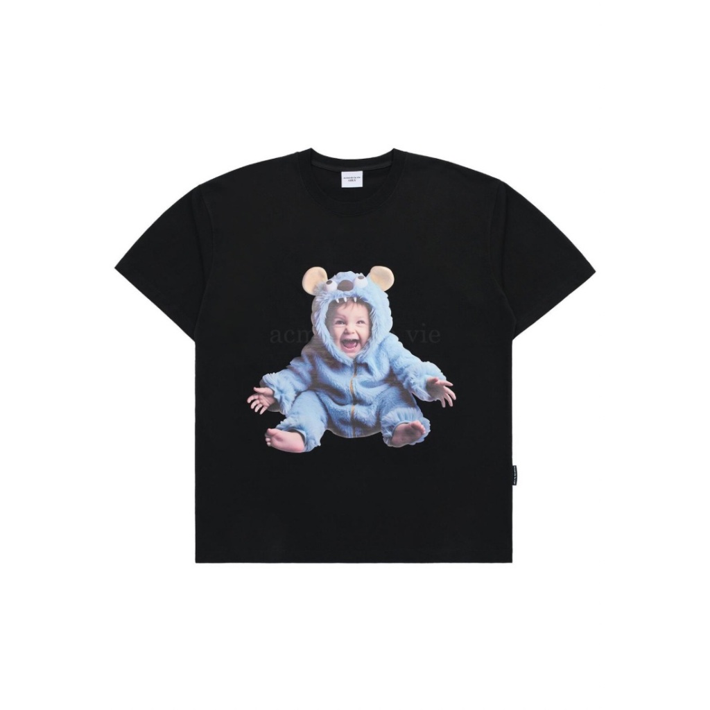 [ADLV] Acmedelavie Baby Face Monster Baby Short Sleeve T-Shirt Black