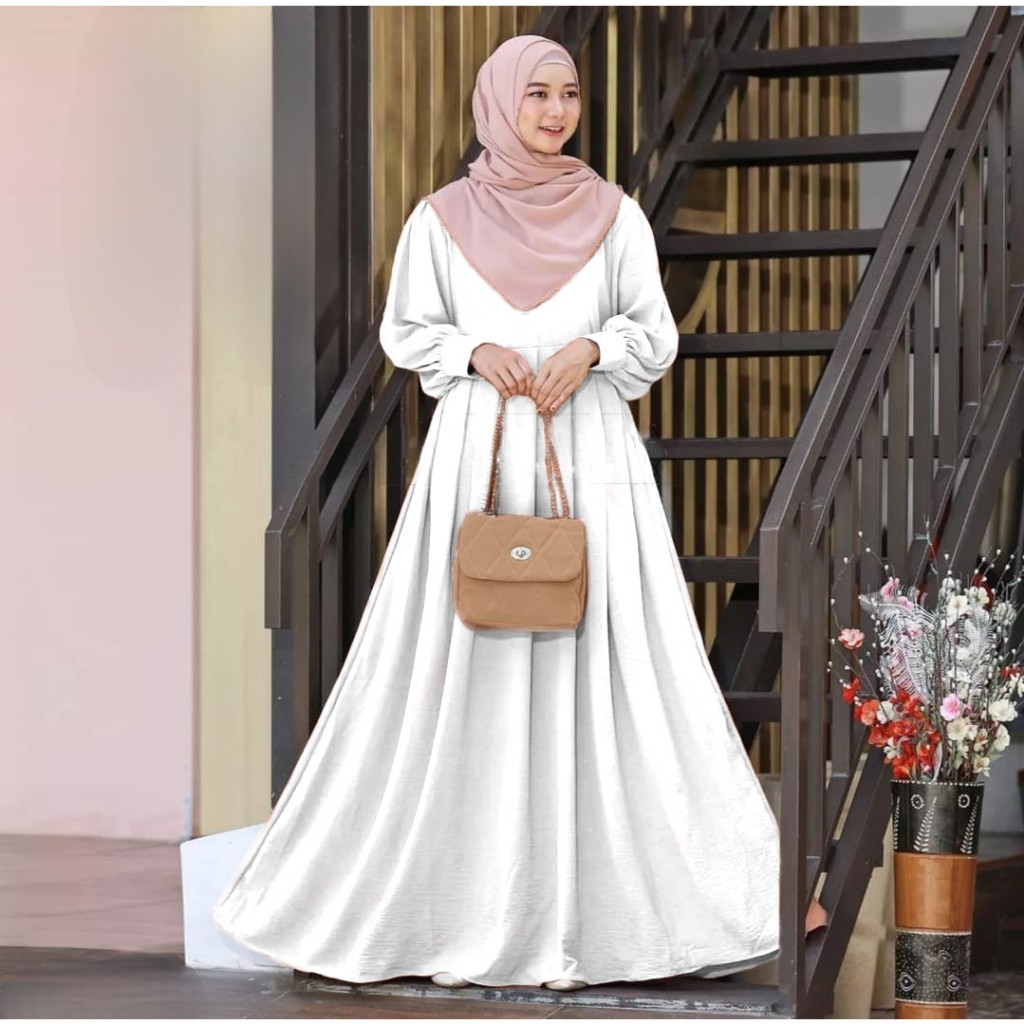 gamis model baru Akila DRESS bahan Crinkle Premium Baju gamis wanita muslimah kekinian