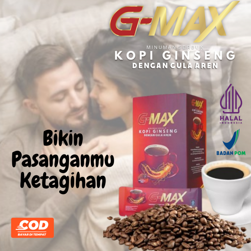 

KOPI STAMINA PRIAA DEWASA TAHAN LAMA SEMALAMAN ORIGINAL BPOM G-MAX KOPI EXTRA GINGSENG 10 SACHET DARI HERBAL ALAMI - JATPORA