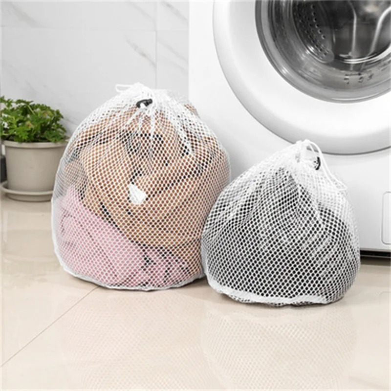 Tas Laundry Serut Jaring Drawstring Bag Kain Jaring Kasar Ukuran 40x30cm WEO YUZQ34