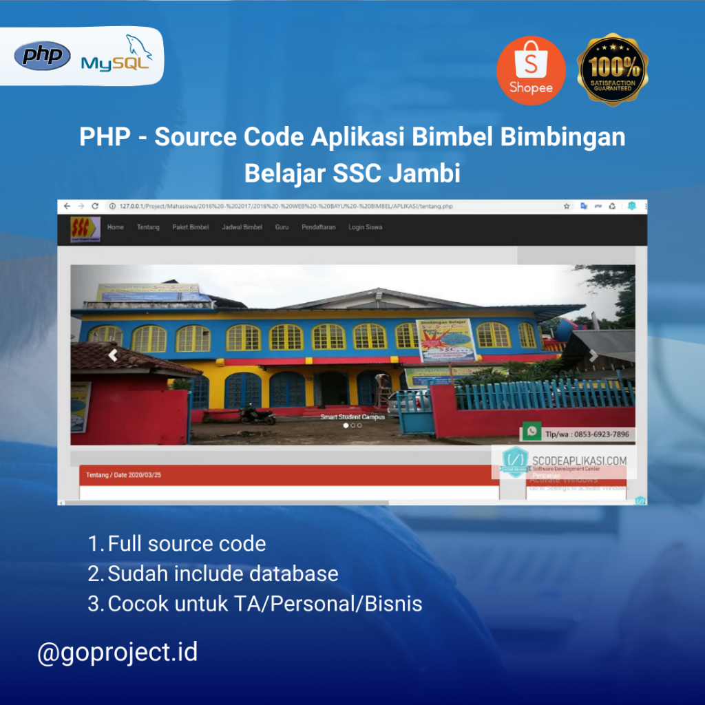 PHP - Source Code Aplikasi Bimbel Bimbingan Belajar SSC Jambi