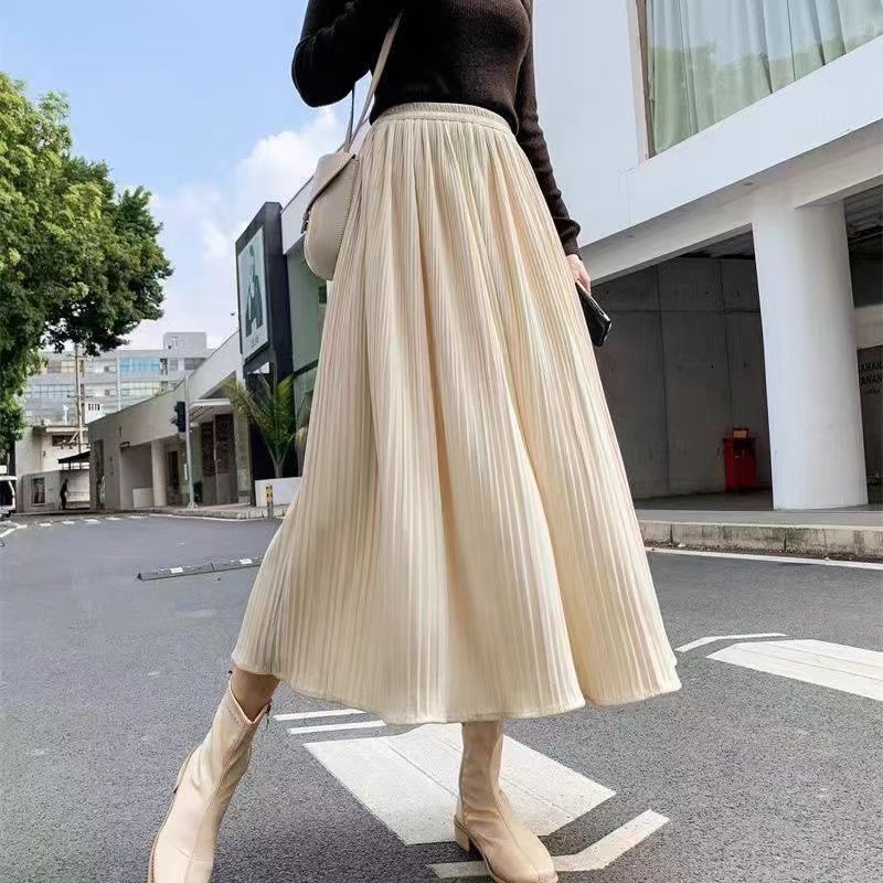 Rok Midi Plisket Bludru / Rok Bludru Midi / Rok Bludru Velvet / Pleated Skirt Rok Plisket Velvet / R