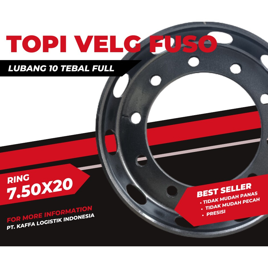 NEW  TOPI VELG TRUK FUSO RING 20 LUBANG 10 TEBAL 16 FULL LUBANG ANGIN STANDAR