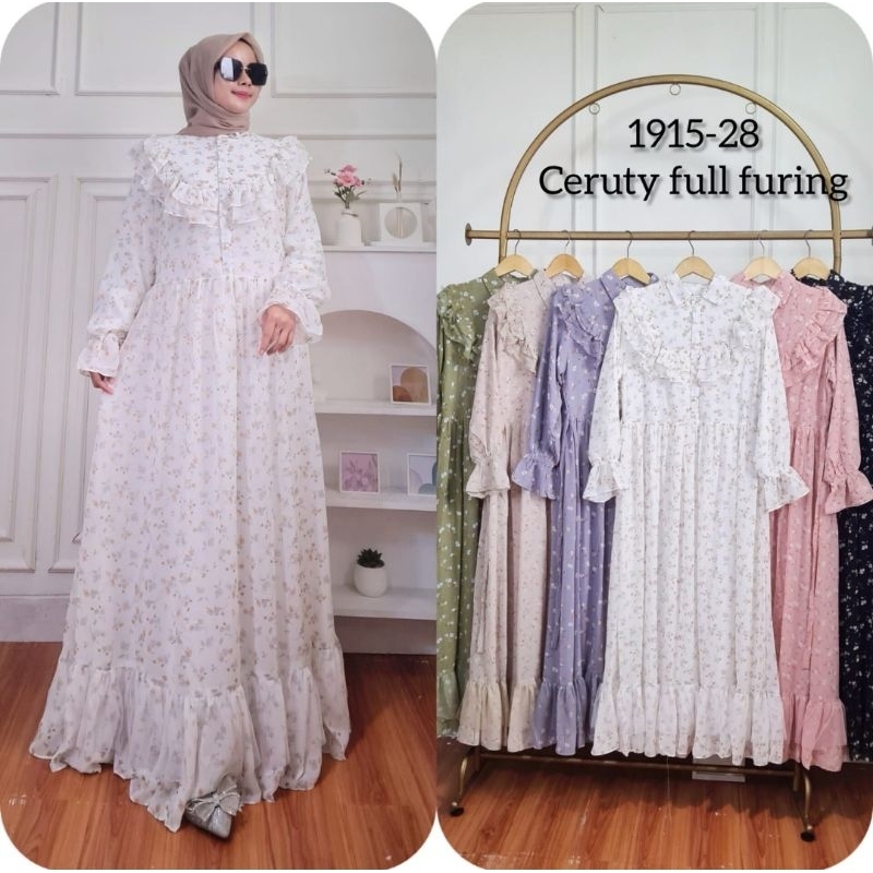 Gamis ratu ceruty premium motif bunga