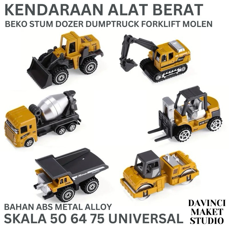 Miniatur Kendaraan Konstruksi Alat Berat Logam Maket Diorama - Heavy Construction Vehicle Car Metal 