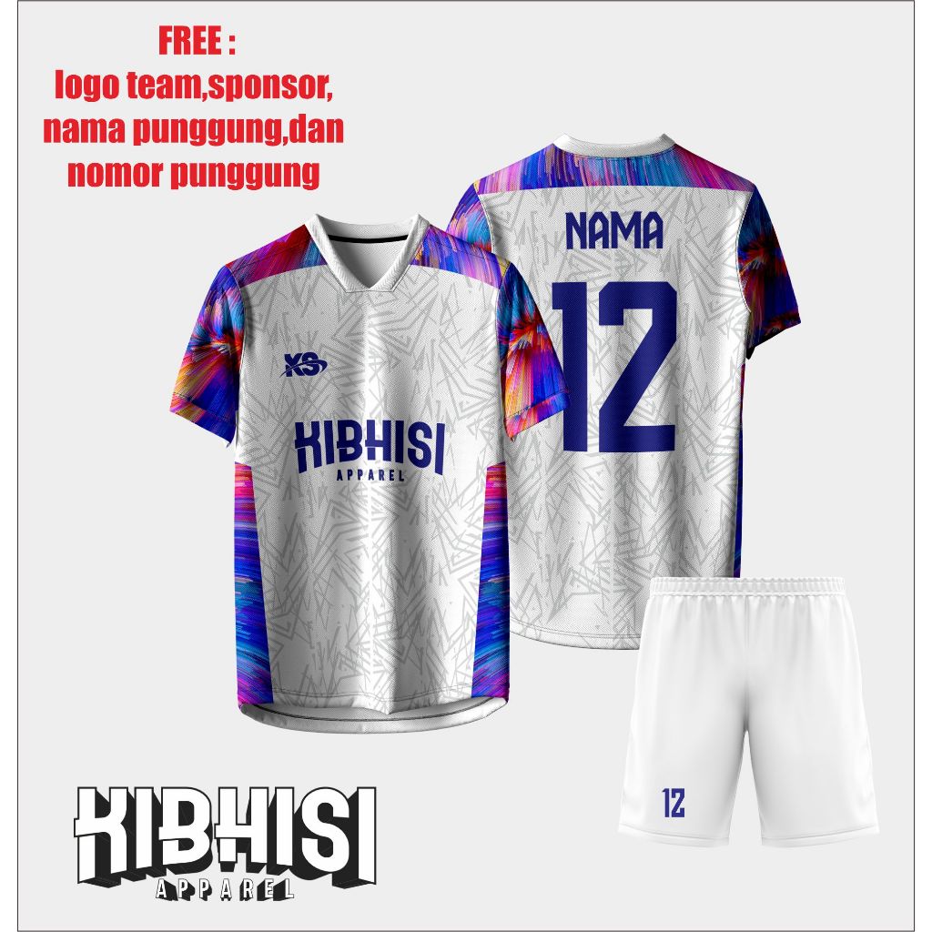 Jersey sepak bola custom  nama,nomor,dan logo