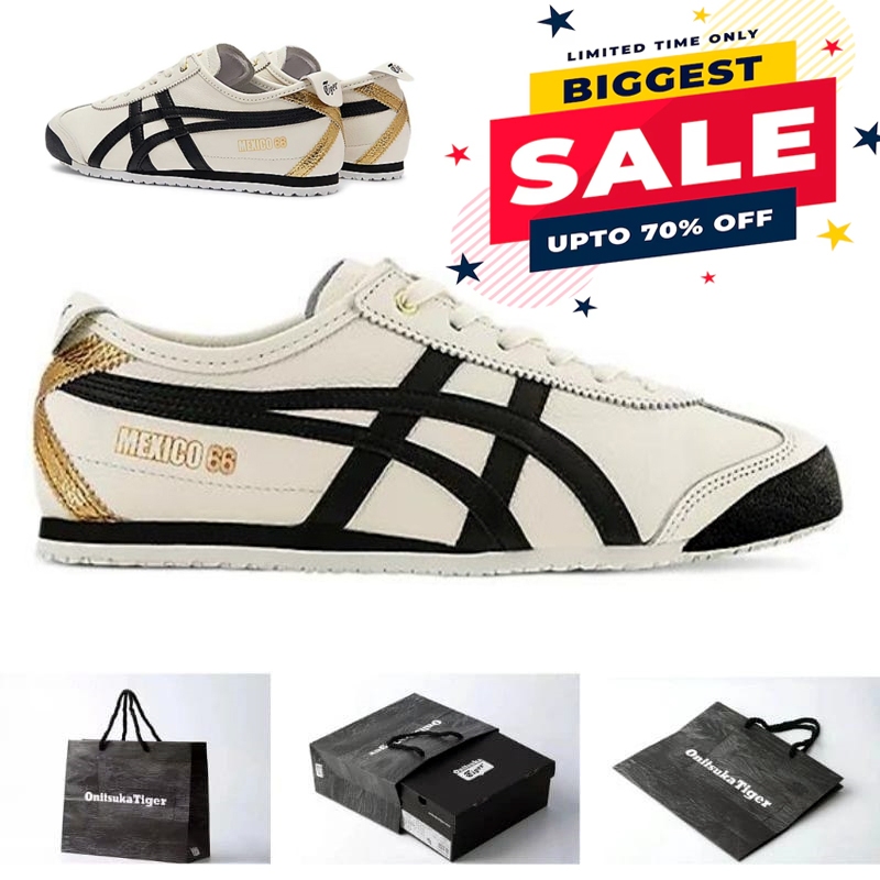 Sepatu Onitsuka original mexico 66 deluxe cream black gold