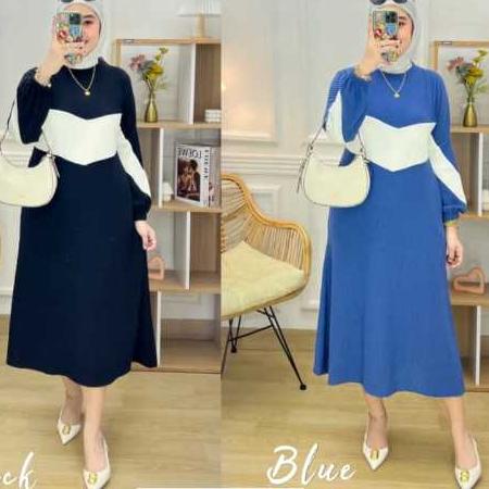 gamis mididress wanita kaos knit rajut import terbaru