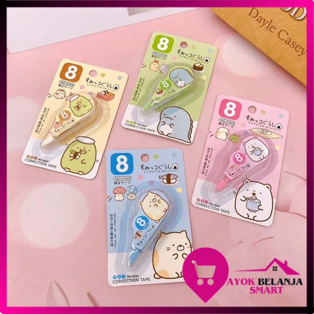 

ABS Correction Tape 8 Meter Students Stationary School Supplies Multiple Color 8M Karakter Lucu Unicorn Penghapus Pena Roll Kertas Mini