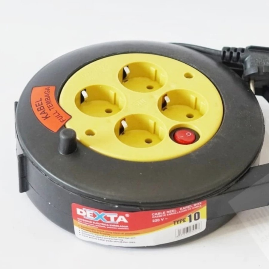 Kabel Box Roll DEXTA 4 Lubang Arde DX-10/Kabel roll lubang 4  kabel roll dexta 10 meter