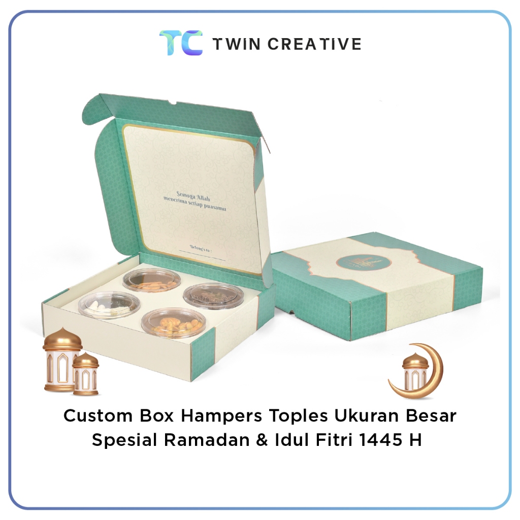 Twindigital Custom Box Kardus Hampers Lebaran / Box Toples Isi 4 / Dus Toples 500gr / Kotak Kue Besa