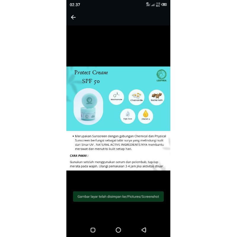 LEAFHEA PTOTECT CREAM/SUNSCREEN LEAFHEA