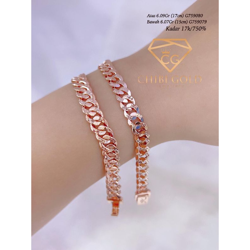 CHIBI - Gelang tangan sisik naga emas 750 kadar 17k