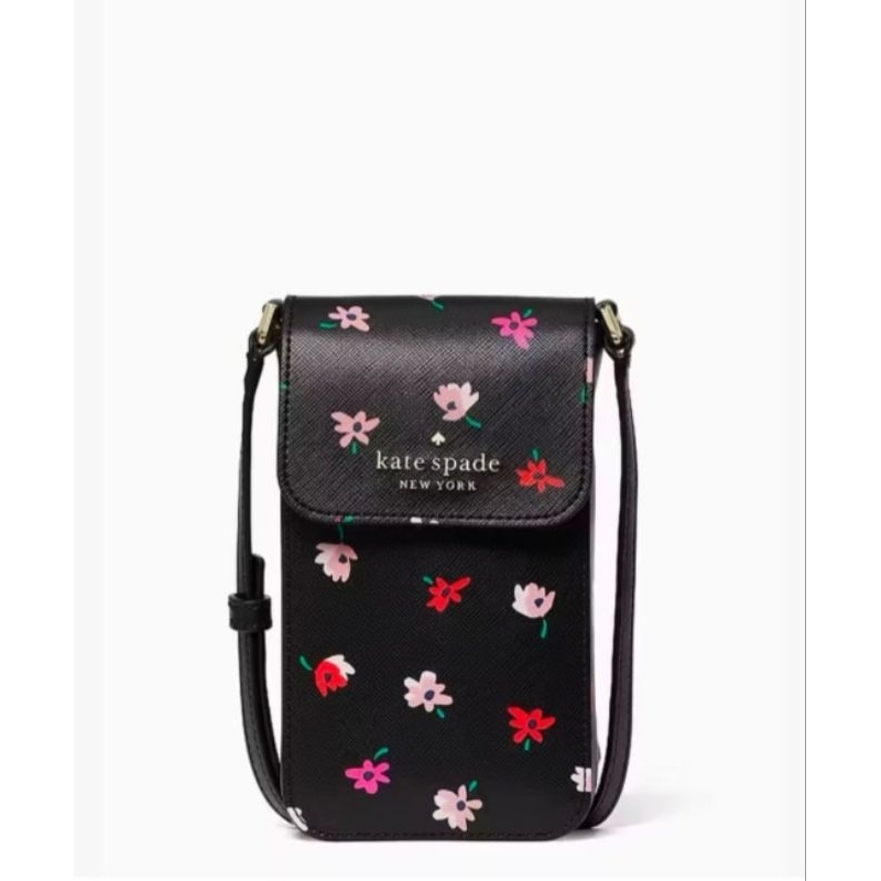 Phone Crossbody Flap Black Floral