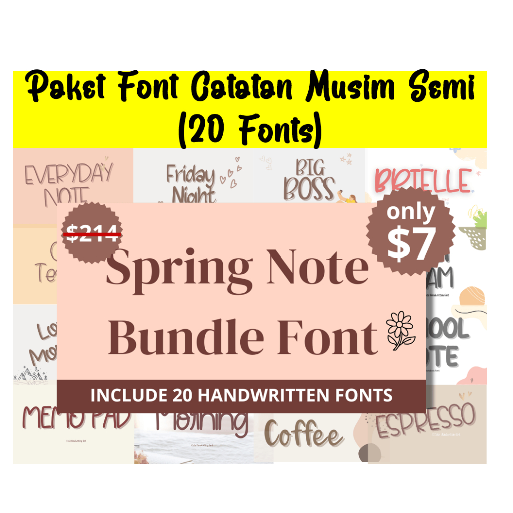 Paket Font Catatan Musim Semi (20 Fonts)