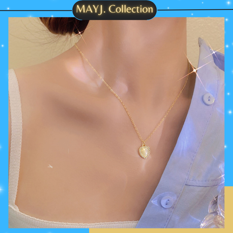 MAYJ - K18 Kalung Love Alloy Kalung Aesthetic Korean Look Bentuk Love Putih Kalung Liontin Love Emas