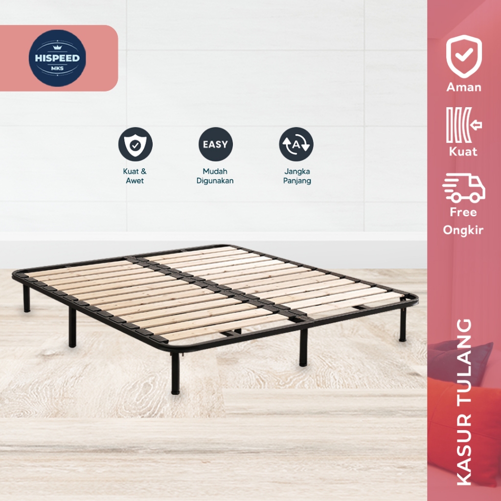 Tempat Tidur Dipan Lipat Ranjang Besi dan Kayu Portable