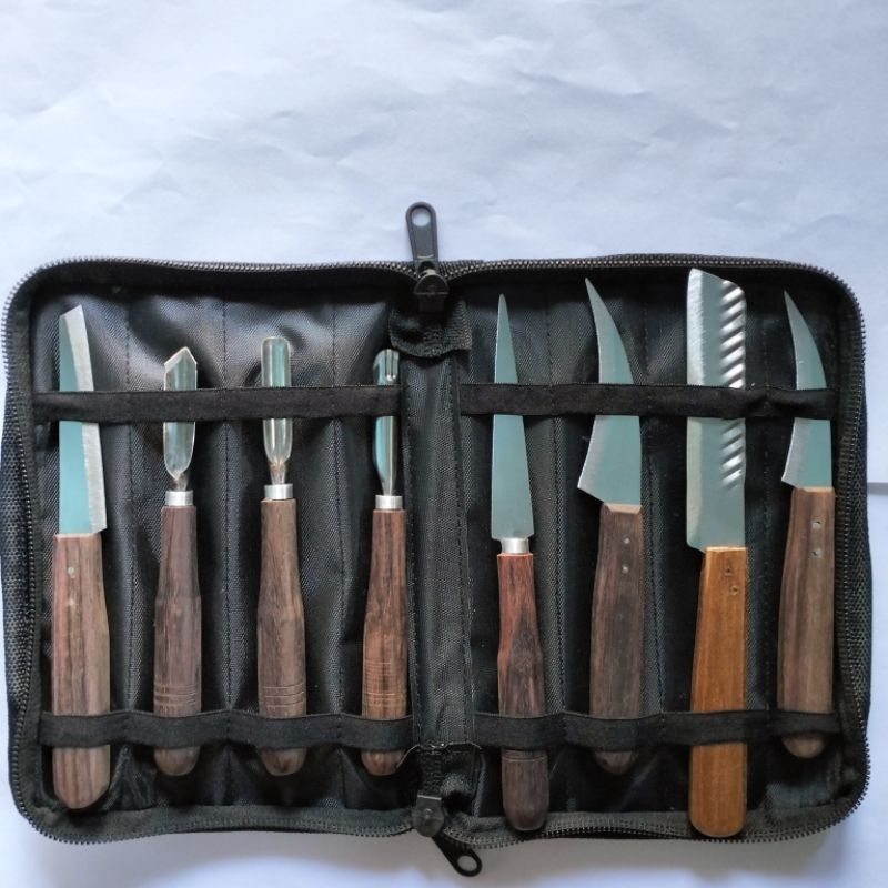 pisau garnish isi 8 lengkap dengan dompet/ pisau carving/pisau ukir buah