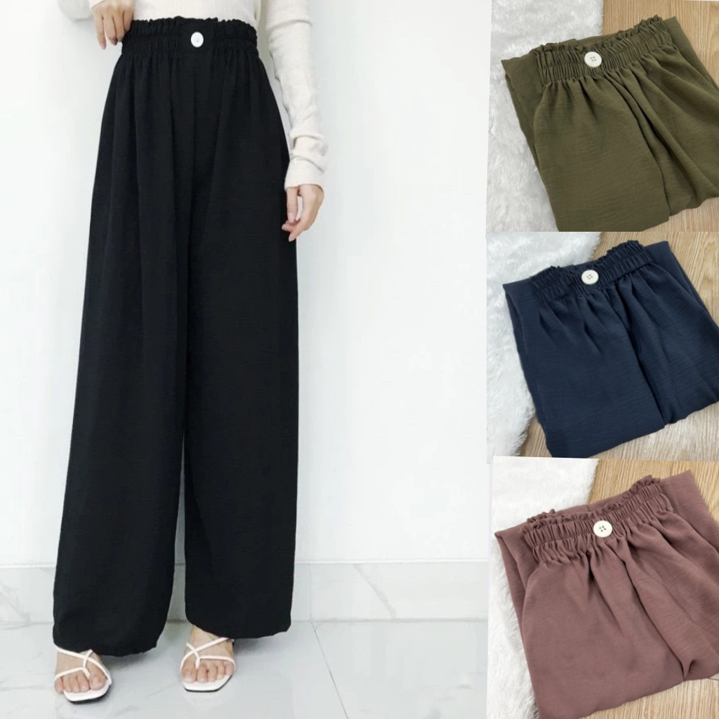 23781 CELANA PANTS CRINKLE AIRFLOW BIG SIZE WANITA CELANA PANJANG PEREMPUAN SANTAI CLANA CEWEK DEWAS